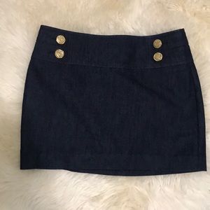 Express Jean Skirt with gold buttons